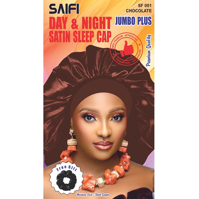 Day & Night Satin Sleep Cap Jumbo Plus Chocolate