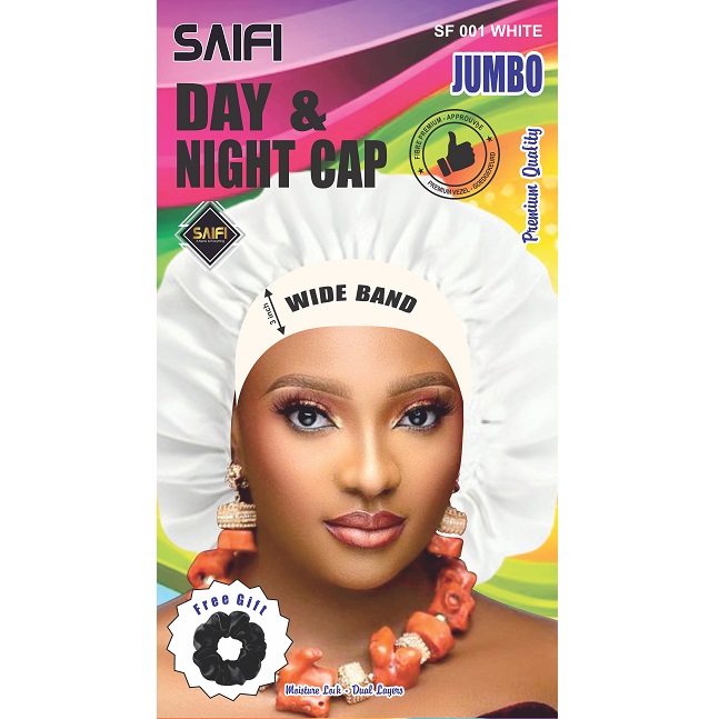 Day & Night Satin Sleep Cap Jumbo White