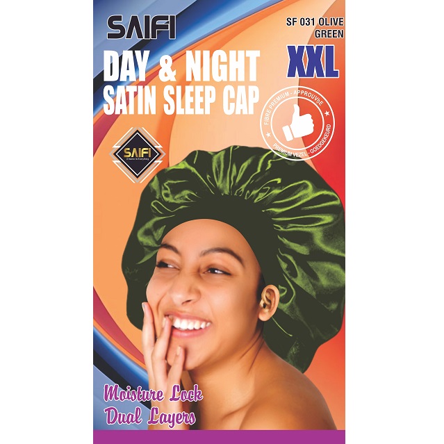 Day & Night Satin Sleep Cap XXL Olive Green