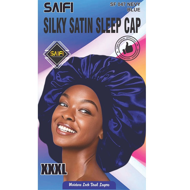 Silky Satin Sleep Cap SF047 Nevy Blue