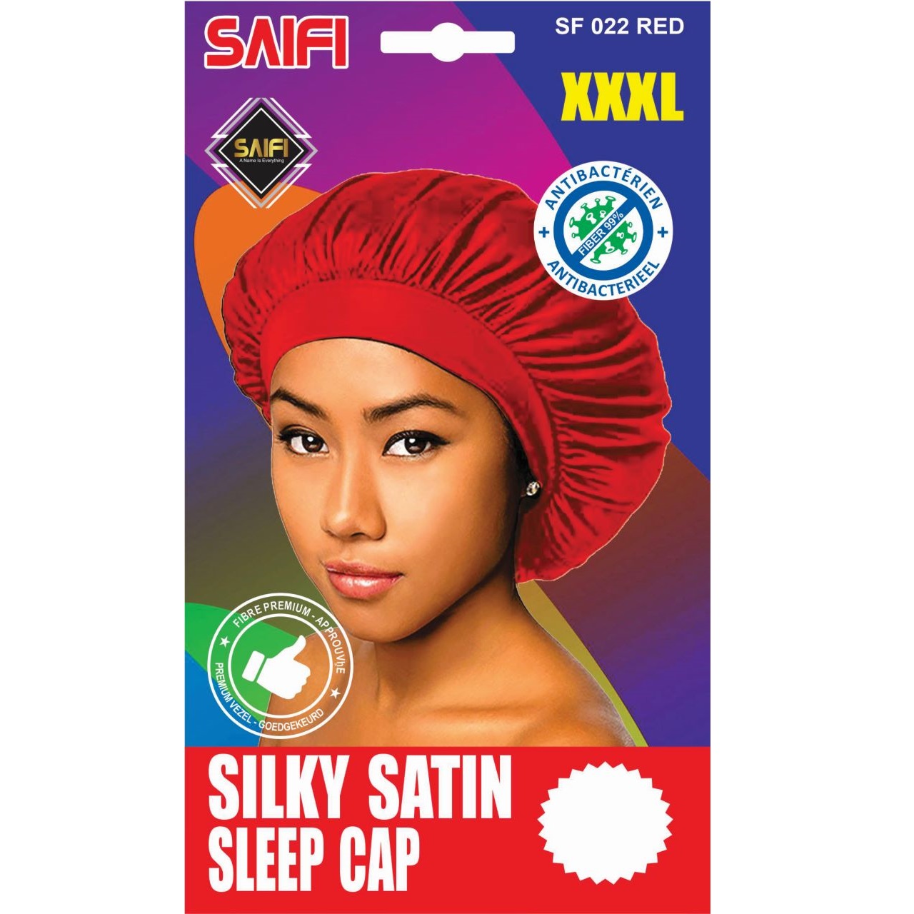 Silky Satin Sleep Cap Red XXXL