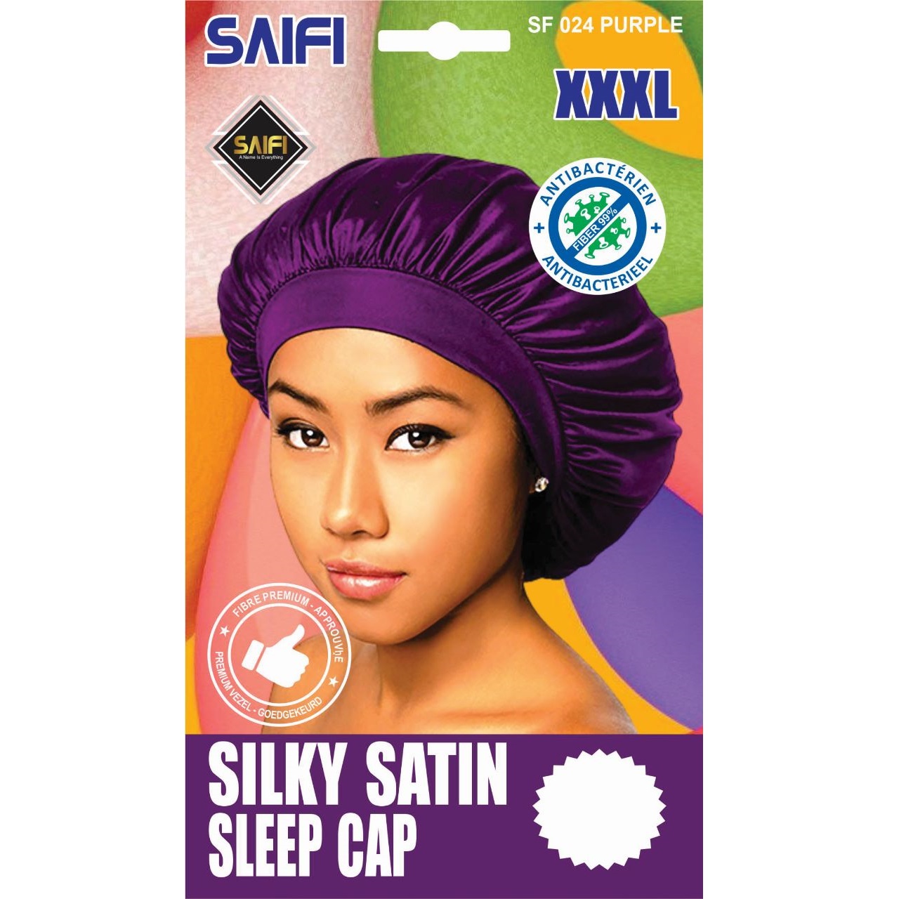 Silky Satin Sleep Cap Purple XXXL