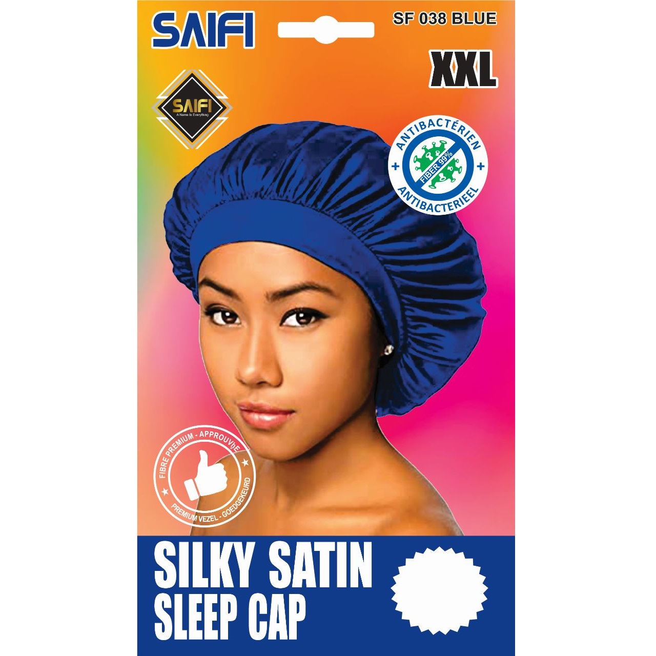 Silky Satin Sleep Cap Blue XXL