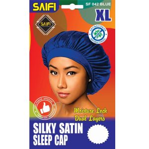 Silky Satin Sleep Cap Blue XL