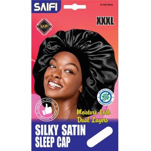 Silky Satin Sleep Cap Black XXXL