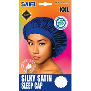 Silky Satin Sleep Cap Blue XXL