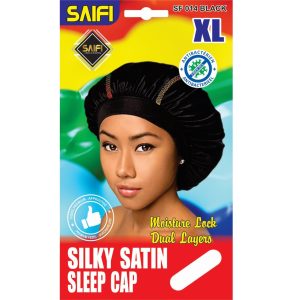 Silky Satin Sleep Cap Black XL