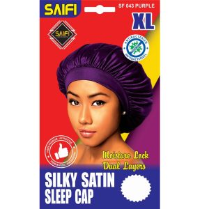 Silky Satin Sleep Cap Purple XL