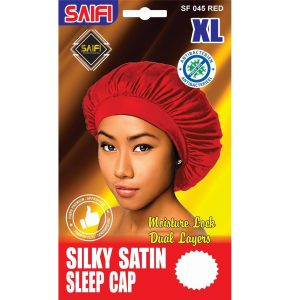 Silky Satin Sleep Cap Red XL