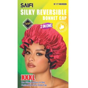 Silky Reversible Bonnet Cap 177 Mehroon