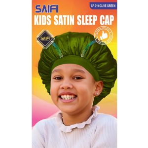 Kids Satin Sleep Cap SF019 Olive Green